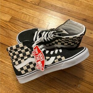 Vans Gray and White Checkerboard Slip-On Sneakers